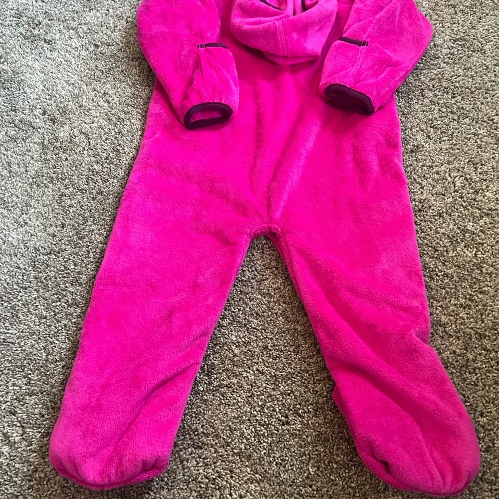 The North Face Kids Fuchsia Pink Fleece One-Piece Hooded Suit